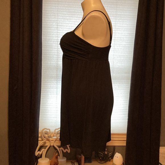 Black soft ruched bust adjustable spaghetti strap sleepwear babydoll size XL - Picture 3 of 5